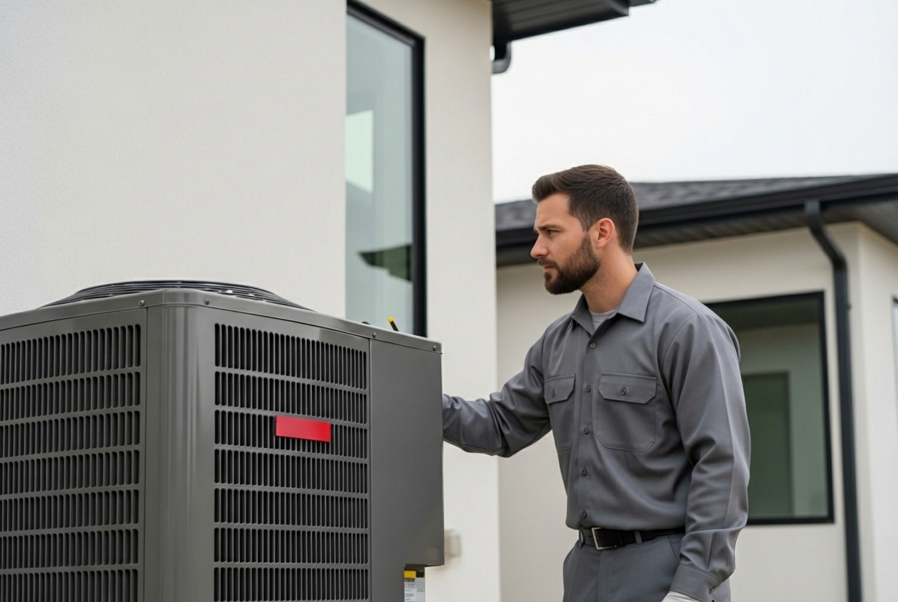 Infographic showing the heat pump repair process in Texas City: recognizing warning signs like strange noises and insufficient cooling, understanding common issues such as refrigerant leaks and electrical problems, choosing a qualified repair company with verified reviews and local experience, and deciding between repair or replacement based on system age and efficiency - heat pump repair in texas city, tx