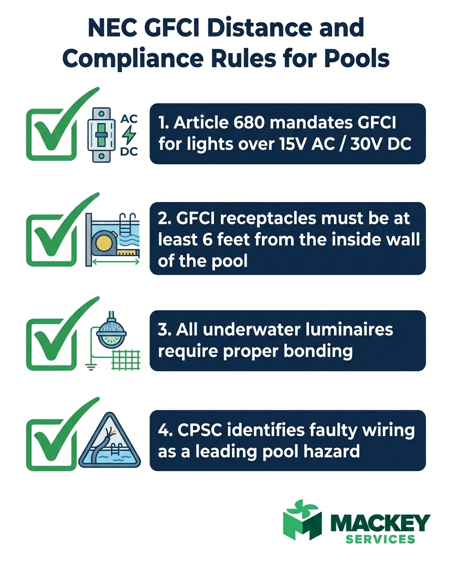 NEC GFCI Distance and Compliance Rules for Pools