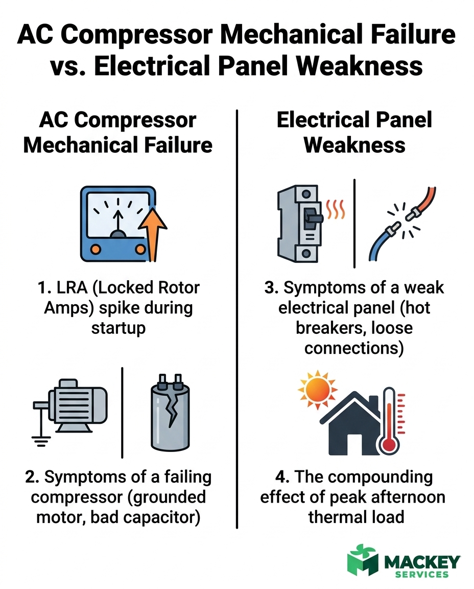 AC Compressor Mechanical Failure vs. Electrical Panel Weakness