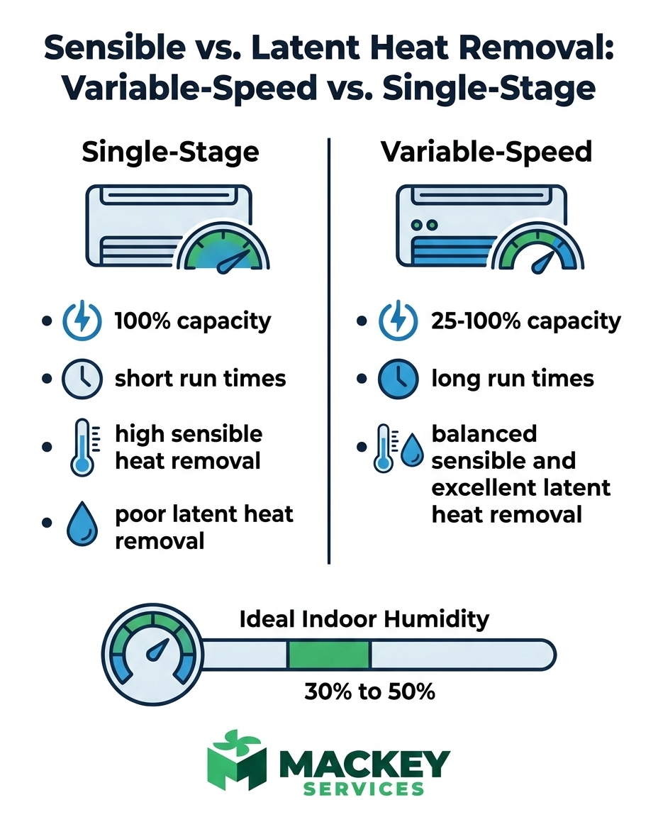 Sensible vs. Latent Heat Removal: Variable-Speed vs. Single-Stage