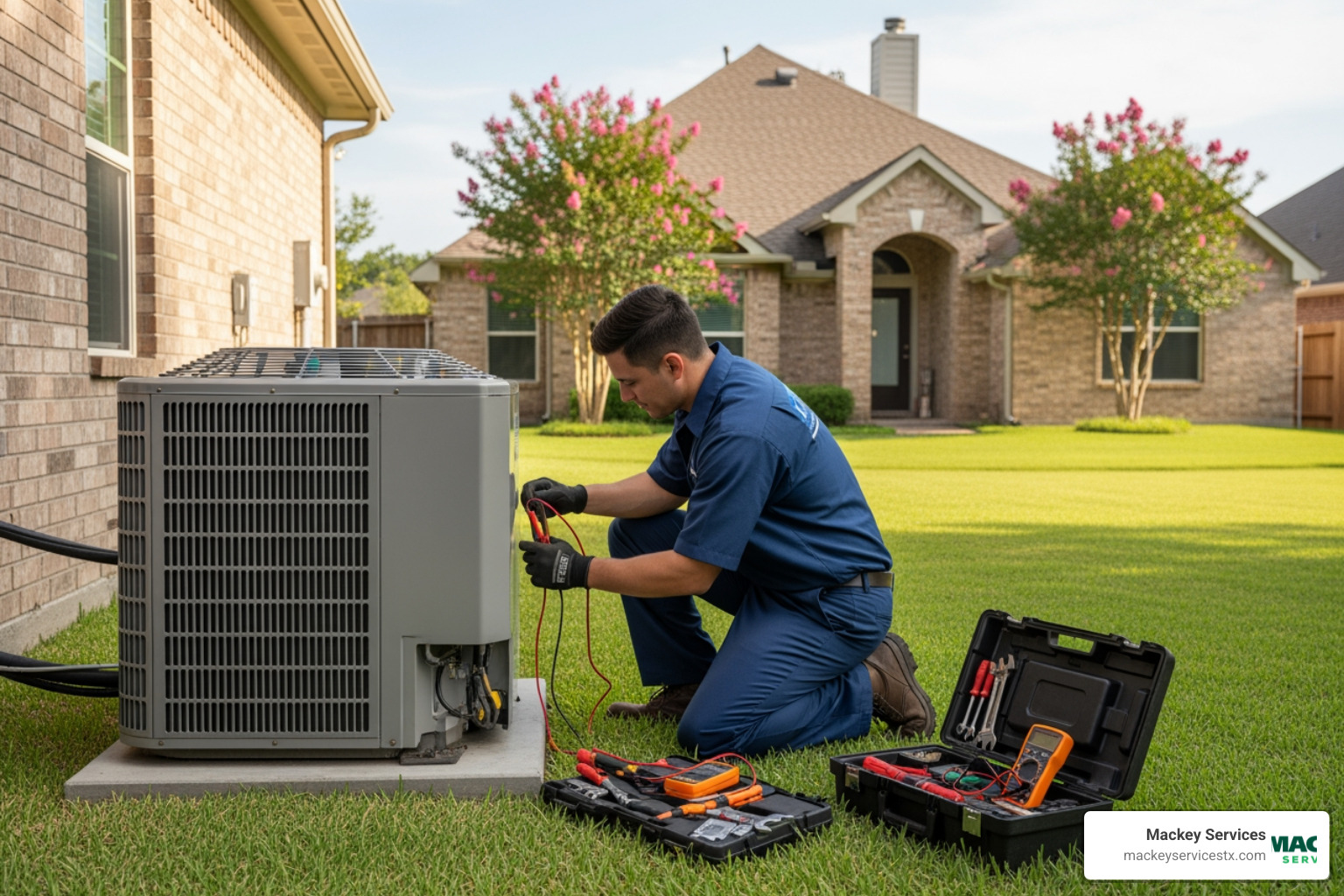 infographic showing how a heat pump provides both heating and cooling by transferring heat between indoor and outdoor units, with arrows indicating heat flow direction in summer cooling mode and winter heating mode, plus key components labeled including compressor, refrigerant coils, and reversing valve - heat pump repair in friendswood, tx