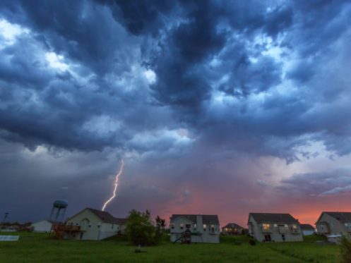 Storm in Residential Neighborhood in Dickinson, TX.